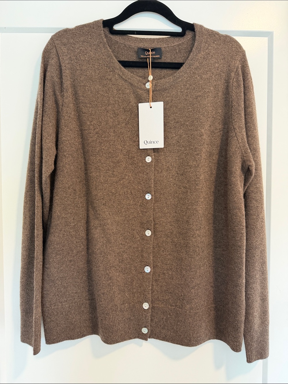 Quince Women's Taupe-Brown Cashmere Button Cardigan